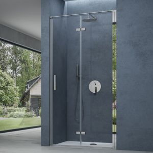 Porte de Douche Pivotante pour Niche Paroi de Douche Transparente Verre de Sécurité 8mm avec Revêtement Anti-calaire Teramo37K 90x195 cm