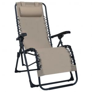 Image de VidaXL Chaise pliable de terrasse Taupe Textil&egrave;ne