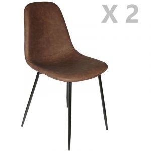 Image de The home deco factory 2 Chaises design vintage Amber - Marron