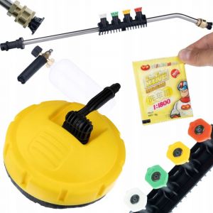 Spazzola Rosfix per Idropulitrici Karcher + Lancia per idropulitrice 1/4', curva, 15+5 ugelli e una maniglia + Pistola schiuma 1000ML + Polvere