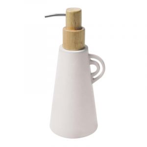 Spirella Distributeur de Savon Organic avec Pompe, en Gr&egrave;s 450 ML, pour Une Salle de Bain &Eacute;l&eacute;gante et Pratique avec Un Design Moderne et Naturel, &Eacute;cru, Acacia OU Bois, Ecru