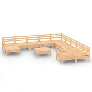 VidaXL Ensemble de 12 canap&eacute;s de jardin en bois clair avec table en palette en pin pour le jardin