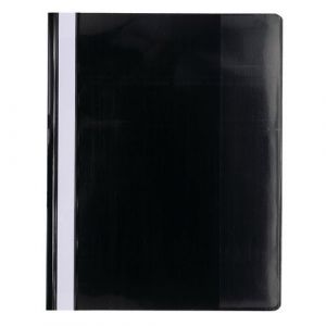 Image de Exacompta Réf. 439901B - Paquet de 10 chemises de présentation à lamelles - couverture transparente en PVC - lamelle en métal - permet de relier des documents perforés A4 maxi - couleur noir