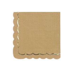 16 SERVIETTES DE TABLE JETABLE PAPIER FESTON LIGNE OR 33CM KRAFT Beige