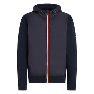 Tommy Hilfiger Sweat droit zippé en molleton et nylon capuche Bleu - Couleur Bleu - Taille M