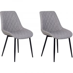 Beliani Lot de 2 chaises en simili-cuir marron gris MARIBEL