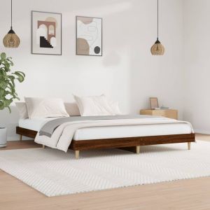 VidaXL Cadre de lit chêne marron 200x200 cm bois d'ingénierie
