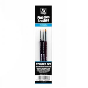 Vallejo Starter Set (Round No.1 & 3/0 Triangular Handle, Flat No.4, Synthetics)