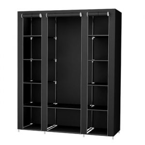 Armoire de rangement XXL penderie dressing en tissu non-tiss&eacute; 175 x 150 x 45 cm noir