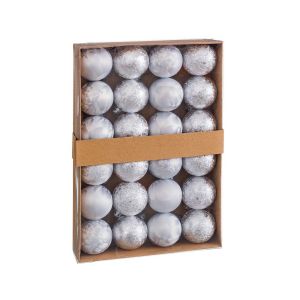 Wadiga Set de 24 boules de Noël argentées 4cm