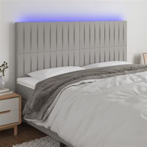 VidaXL Tête de Lit à LED Meuble de Chambre à Coucher Accessoire de Lit Double Tête de Cadre de Lit Intérieur Gris Clair 180x5x118/128 cm Tissu 3122676