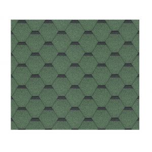 Lot de bardeaux bitumineux Hexagonal Rock H550GREEN, couleur vert - bitume toiture Timbela M550 pour chalet de jardin