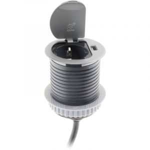Otio Prise encastrable Schuko + usb Ø60mm - Gris