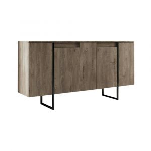 Buffet effet bois beige fonc&egrave;, noir 160x35h80 cm