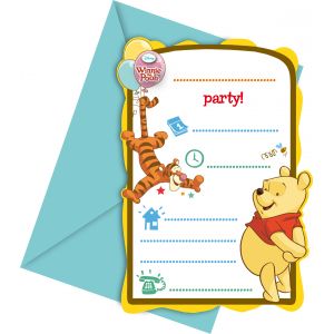 6 cartes d'invitations avec enveloppes Winnie l'Ourson