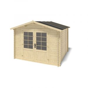 Abri de jardin en bois - 9m2 - 3x3m - Ep. 28mm - Couleur: naturel