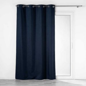 Rideau a oeillets 140 x 260 cm 100% occultant chambray uni Crepuscule Bleu