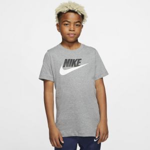 Nike B NSW Tee Futura Icon TD T-Shirt Garçon, Carbon Heather/(White), FR : S (Taille Fabricant : S)