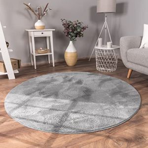 Tapis De Salon Fausse Fourrure Peluche Tapis Shaggy Long Lavable Divers Couleurs Anthracite, 80 cm rond - Paco Home