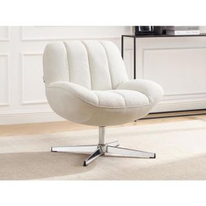 Fauteuil pivotant en tissu texturé beige VOLABO