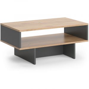 Table basse Josef, Anthracite/ch&ecirc;ne dor&eacute;, 80 x 35.4 cm avec 1 &eacute;tag&egrave;re Vicco
