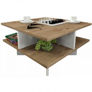 Decoratie Table basse design scandinave Hamton - L. 60 x H. 31 cm - Marron noix