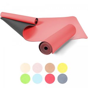 Gorilla Sports Tapis de Yoga - pilates - en TPE - double face bicolor noir et rouge de 180cm x 60cm x 0,6cm