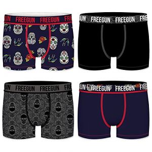 Freegun Lot De 4 Boxers Homme Coton Bio Flowers/Skull