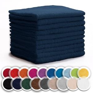 NatureMark Lot de 10 débarbouillettes en Tissu éponge, 100% Coton, 30 x 30 cm, Bleu Marine