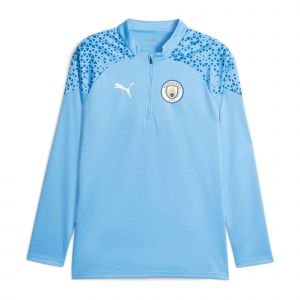 Puma Manchester City Maillot d'Entraînement Fermeture Éclair 1/4 - Bleu Clair/Blanc, pointure Large - Bleu - Taille Large