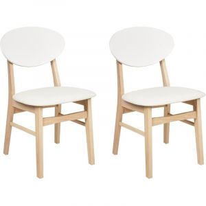 Beliani Lot de 2 Chaises de Salle à Manger Structure en Bois Clair Assise en Similicuir Crème Amery