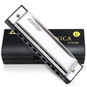 East top Harmonica diatonique en Do 10 Trous, Harmonica Blues Diatonique, T10-3-C Instrument pour Adultes, étudiants, Enfants et Débutants avec couverture d'argent