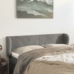 VidaXL Tête de lit avec oreilles Gris clair 147x23x78/88 cm Velours