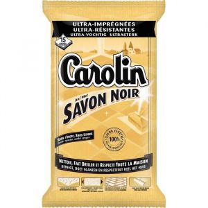 Carolin Lingettes Savon Noir x 15 Lot de 4