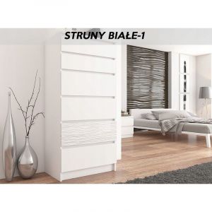 Image de SOFIA W1 Commode contemporaine chambre salon bureau 128x70x40 Dressing 6 tiroirs Meuble de rangement scandinave Blanc