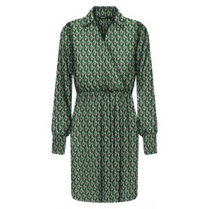 Only Robe courte FEMME avec manches longues et col cache-coeur verte imprimé abstrait
