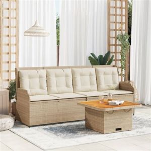 VidaXL Salon de jardin avec coussins 3 pcs beige résine tressée, ensemble de canapé de jardin, ensemble de salon de jardin, ensemble de canapé en résine tressée