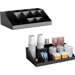 BRASQ CO100 Organisateur de café et de thé - Boîte de rangement spacieuse avec 10 compartiments - Organisateur de thé - Station de café - Noir