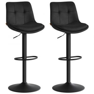VASAGLE Tabourets de Bar, Lot de 2, Chaises de Cuisine, en Velours, Siège Pivotant à Hauteur Réglable, avec Dossier et Repose-Pieds, Salle à Manger,
