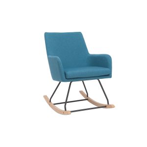 Image de Miliboo Rocking chair design en tissu bleu canard SHANA