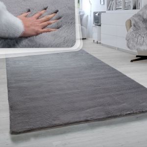 Tapis Poils Longs Salon Anthracite Noir Gris Shaggy Doux Poils Longs Robuste [80x150 cm]