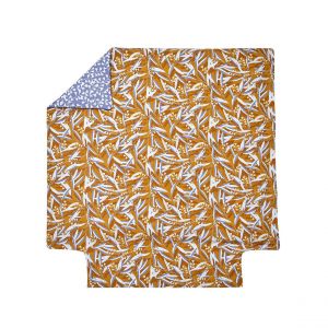 Blanc des vosges Housse de couette double face BOTANICO Jaune Ocre