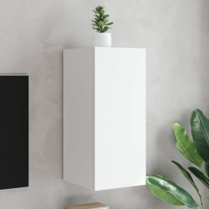 VidaXL Meuble TV mural avec lumières LED blanc 30,5x35x70 cm