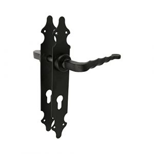 Amig - Poignée de Porte Élégante | Installation Facile, Sécurité Renforcée | Idéal pour Maisons et Bureaux | Noir, Mod. PB90, Plaque d'acier avec poignée Zamak