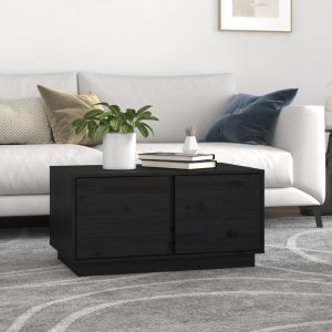 VidaXL Table basse Noir 80x50x40 cm Bois massif de pin Noir