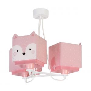 Image de Dalber Lampe Suspension Enfant 3 Lumières Little Fox Renard animaux rose