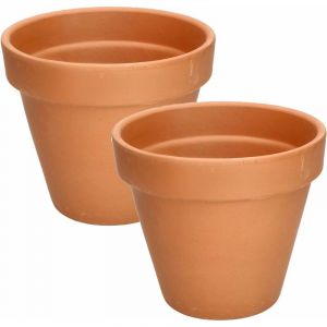 Image de Kotarbau - Lot de 2 pots de fleurs en terre cuite ø 17 cm avec bord pour l'intérieur et le jardin