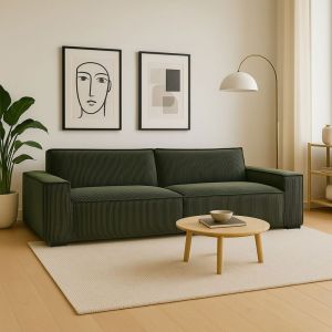 Canapé clic-clac 3 places velours côtelé vert