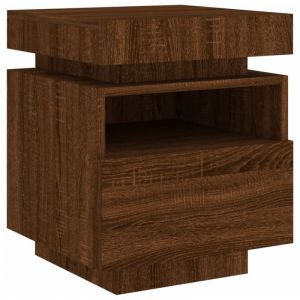 VidaXL Armoire De Chevet Avec Lumières Led Chêne Marron 40x39x48,5 Cm