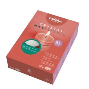 Bolsius Teelicht Crystal Lights in Box 8 Stunden wei&szlig; 12St&uuml;ck